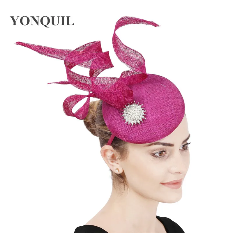 

High Quality 4-Layer Sinamay Fascinator Hats Women Classic Wedding Headwear Hoops Millinery Cap Bride Party Hair Accessories