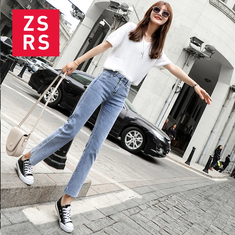 

Zsrs 2020 Women Jeans Casual Straight High Waist Trousers Pants Vintage Blue Jeans Woman High Waist Jeans Plus Size Jean