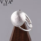 V.YA S925 стерлингового серебра Половина круглые кольца с дизайном пузырьки 16 мм матовый серебряное кольцо Регулируемый элегантный Для женщин девушки кольца