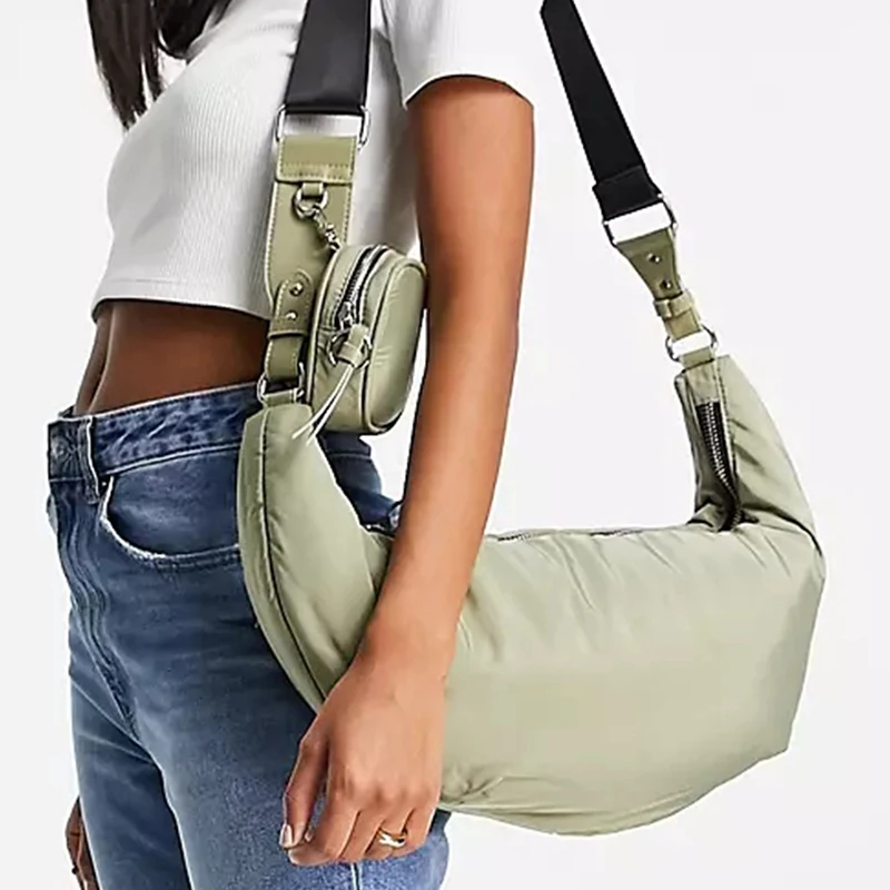 

Winter New Large Crossbody Bags for Women Nylon Big Bags for Women Light Green Large Capacity Pocketbooks Handbags Crossbody