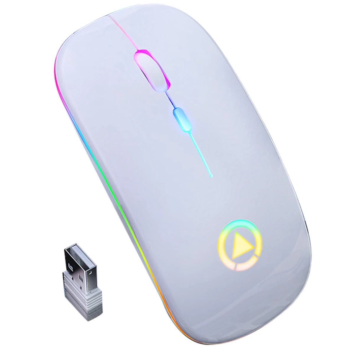 

2.4GHz Wireless Optical Mouse With RGB Backlit Colorful Lights USB Charging 3 Adjustable DPI Speed Mouse For Laptop PC Computer​