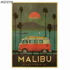 Пейзаж Malibu California, крафт-бумага, настенная наклейка, бытовые товары