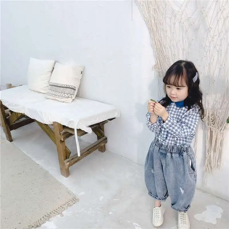 Весна 2020 детская одежда новые продукты Корейская рубашка в клетку для