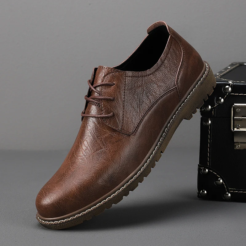Туфли-оксфорды мужские кожаные на шнуровке весна-осень | Обувь