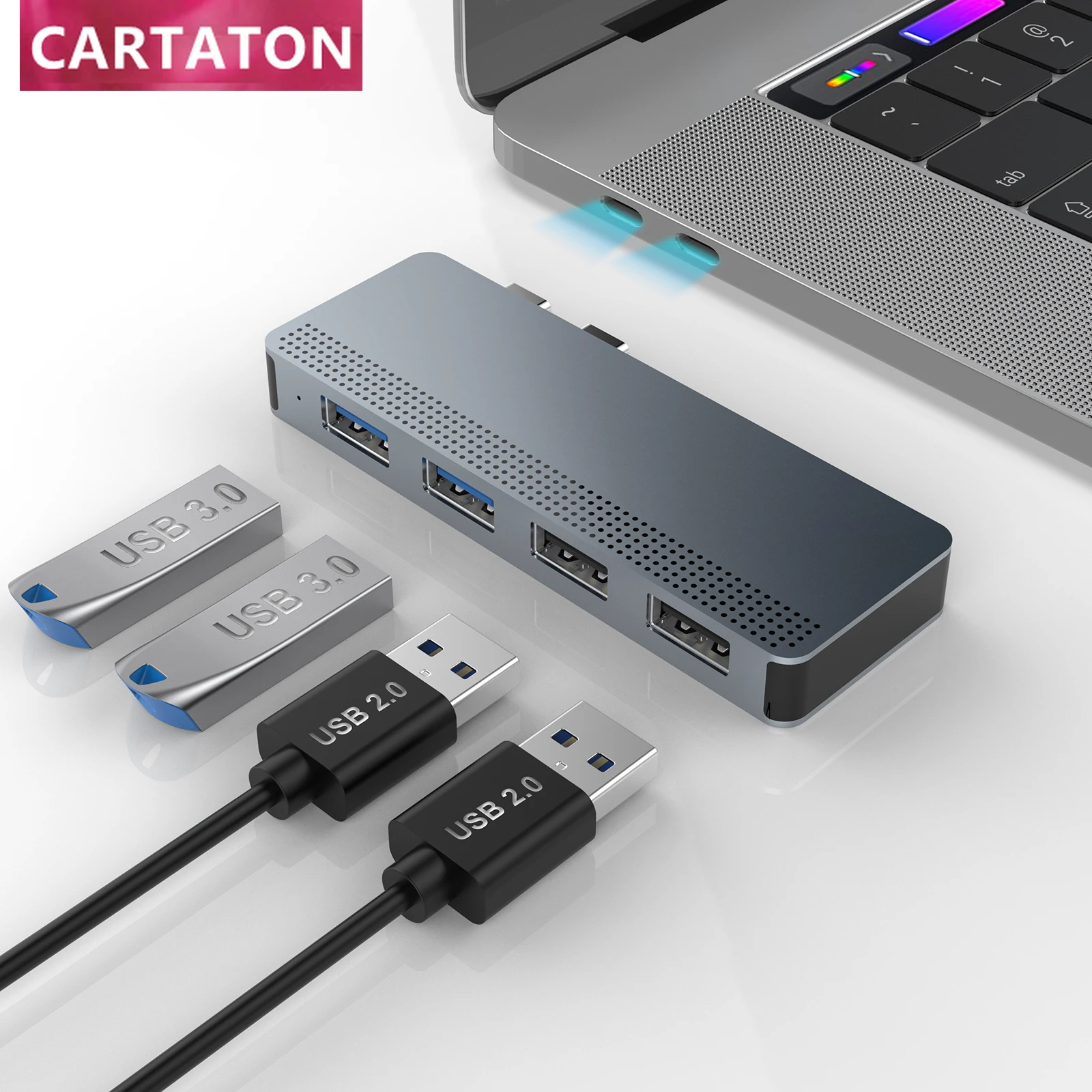 Cartaton Новейшая Оптовая цена двойной usb c до 4 портов USB 3 0 концентратор адаптер тип