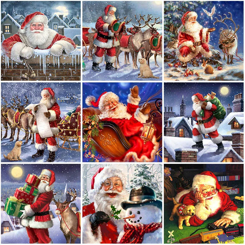 

DIY Santa Claus 5D Diamond Painting Full Square Drill Christmas Gift Cartoon Diamont Embroidery Cross Stitch Kits Home Decor