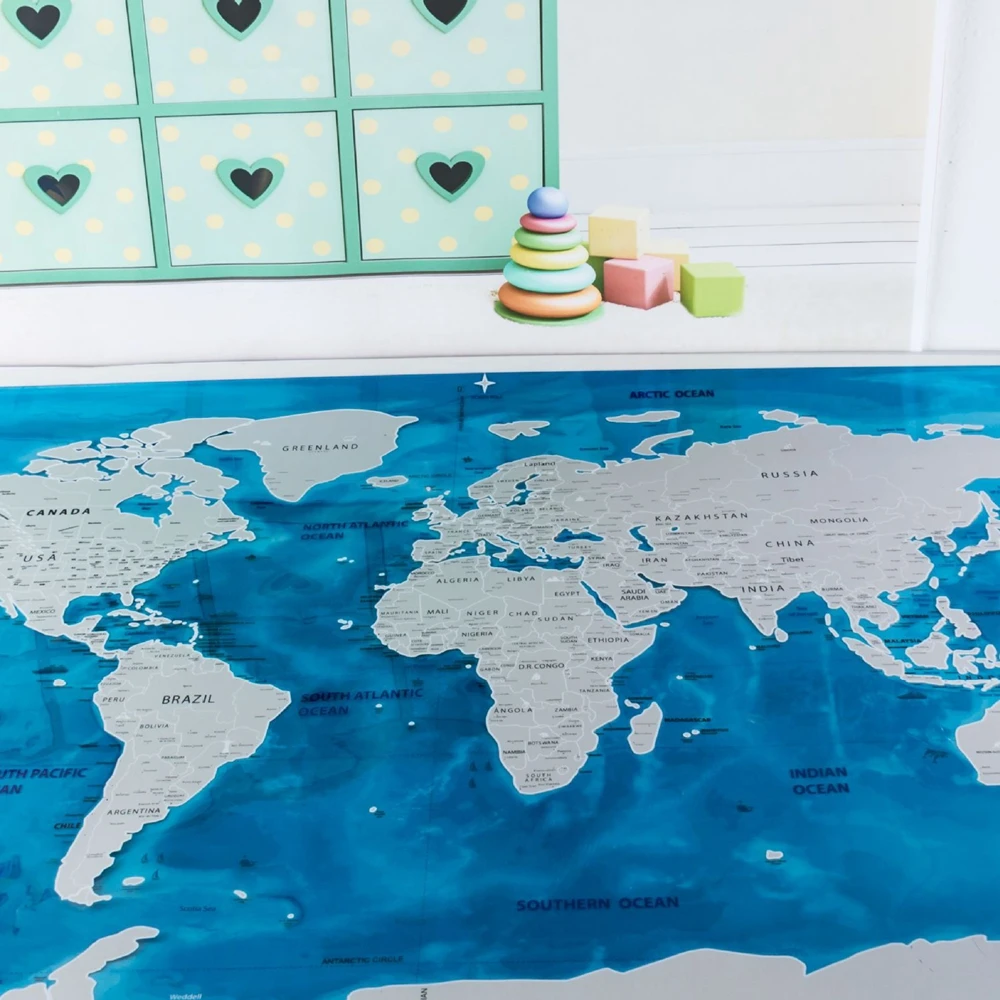 Делюкс скретч издание карта мира путешествия мир постер океаны Diy дети наклейки