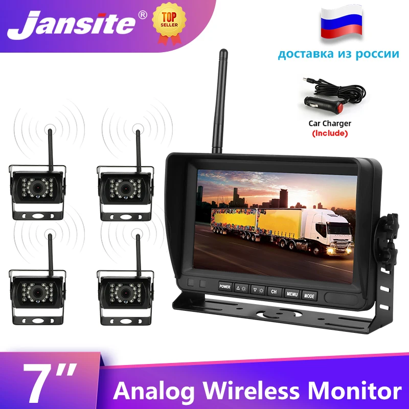 Jansite 7-дюймовый автомобильный монитор беспроводной TFT ЖК-дисплей камера заднего