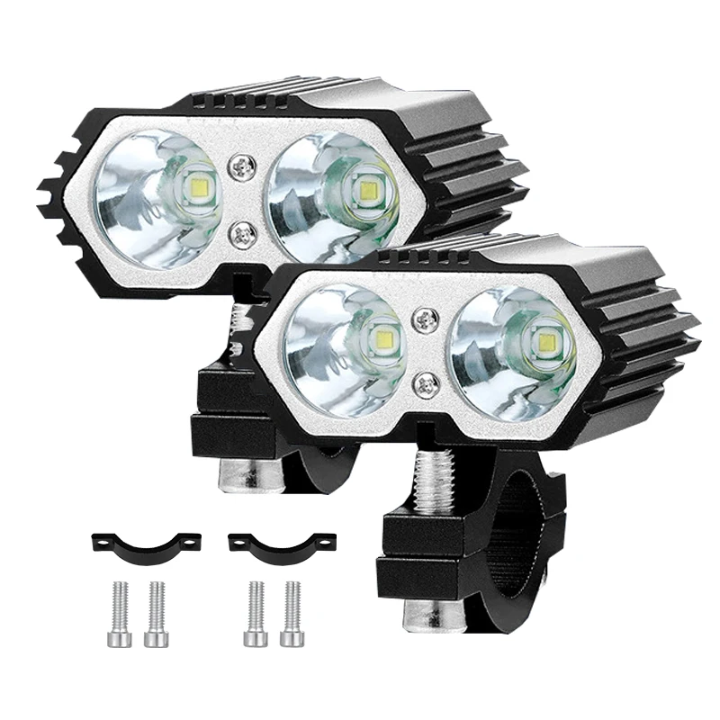 Headlight Led Motorcycle X2 20W Bulbs Headlights Spotlights Fog Light for Motorbike scooter Bicycle 12V Moto Light Driving Lamp