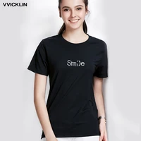 2021 women smile print short sleeve t shirt summer female o neck cotton t shirt casual ladies tops tees