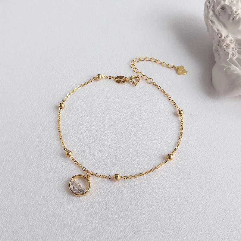 

1 шт. подлинный 925 пробы Серебряный браслет-цепочка с бусинами и цепочкой для регулировки ювелирных изделий TLS308