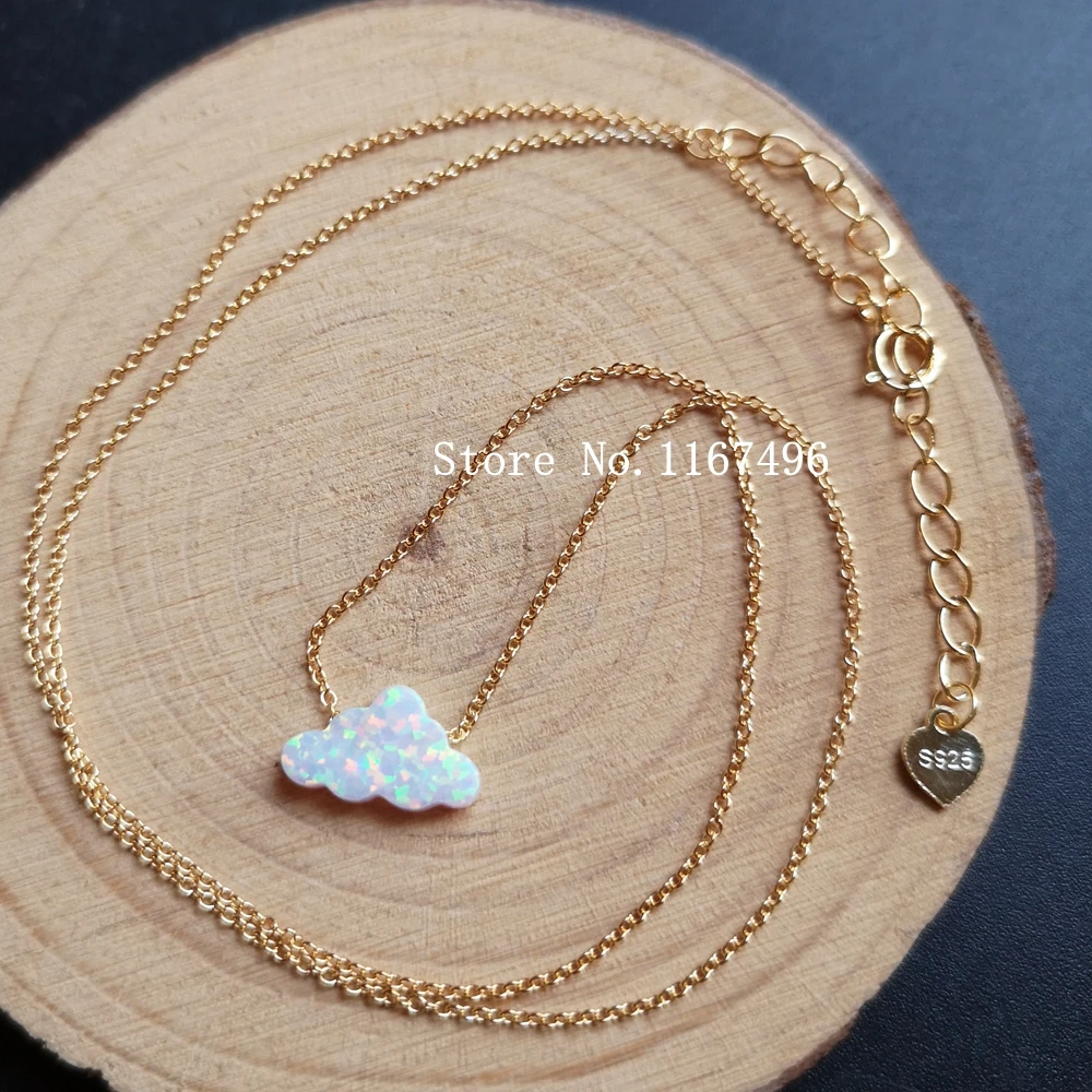 Ожерелье из серебра 100 пробы с синтетическим опалом в форме облака 7 3 шт./лот