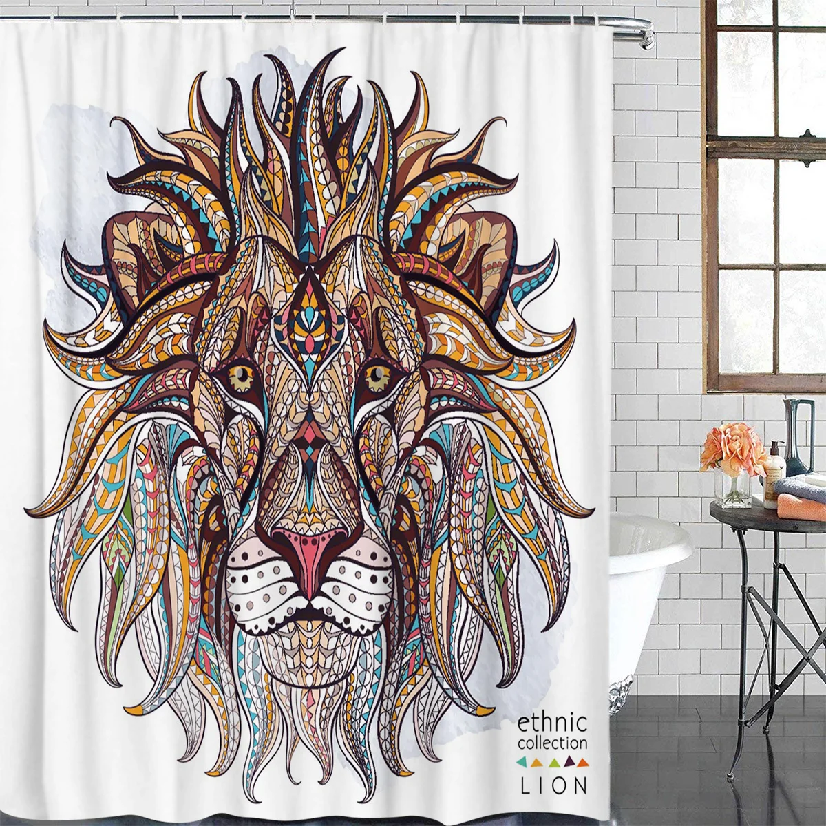

Африка Лев красочный Душ Шторы полиэстер ткань Ванная комната Домашний декор Водонепроницаемый душ Шторы s с крючками