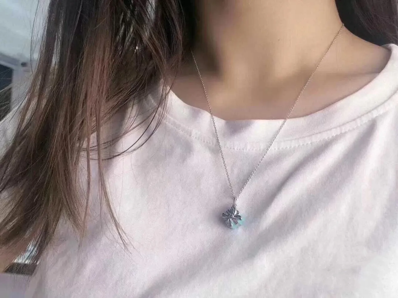 

S925 sterling silver box necklace, classic and fashionable , Original 1:1, birthday gift