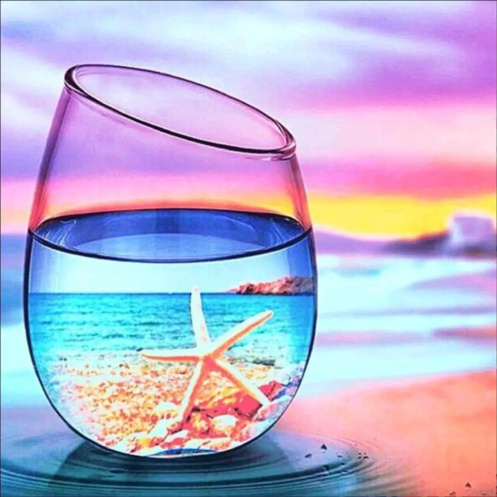 Фото 5D Сделай Сам Алмазная стакана воды Пейзаж Вышивка крестиком вышивка мозаика