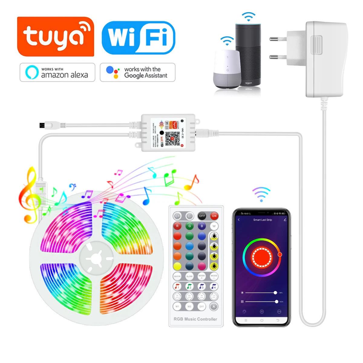 

Tuya Smart 12V LED Strip Light RGB WiFi LED Rainbow Music Light Ribbon Alexa Google Home TikTok Light Wall BackLight Lamp Tape