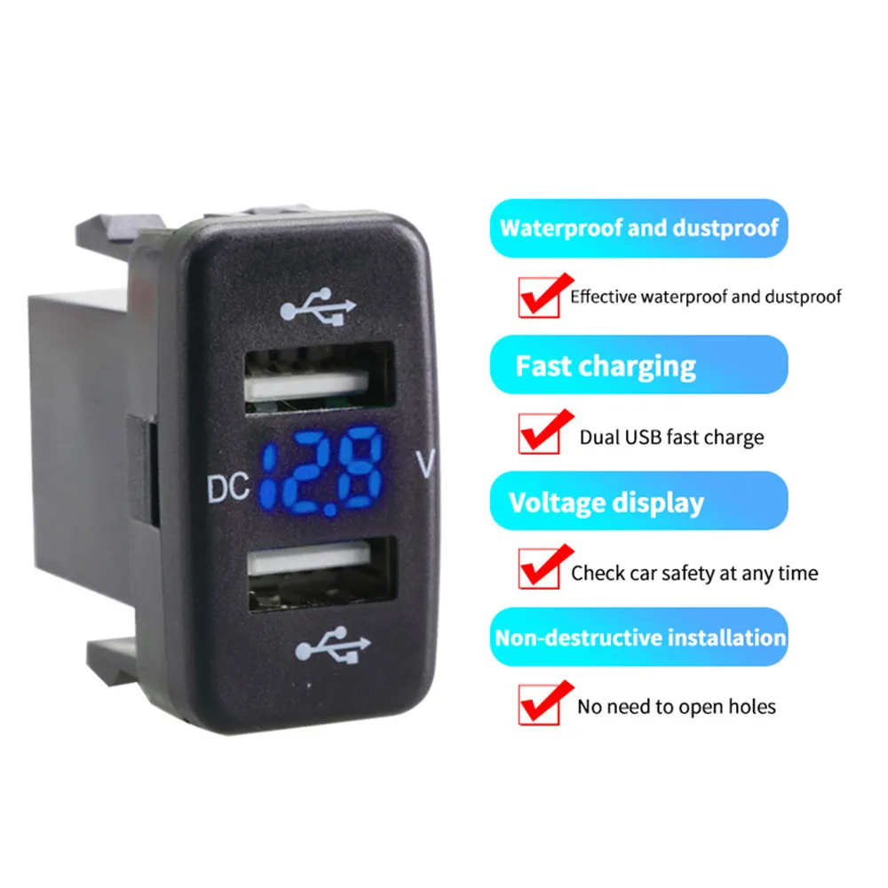 Автомобильное зарядное устройство с двумя USB-портами 2 1 А 12-24 В СВЕТОДИОДНЫЙ