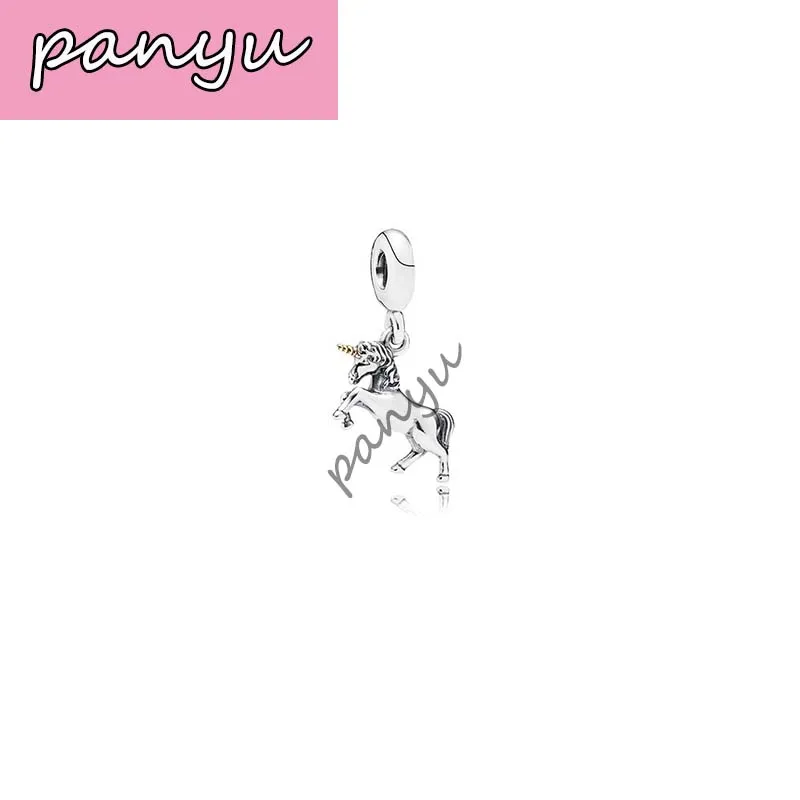 Pandoras Подвески Серебро 925 Единорог звезда кулон подходит для Pandoras DIY браслет и браслет струны Шарм ювелирные изделия - Окраска металла: Родиевое покрытие