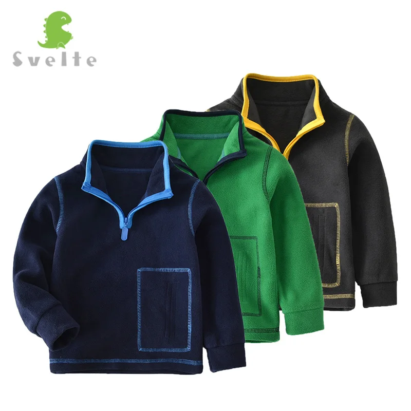 Флисовые пуловеры для мальчиков SVELTE толстовки с капюшоном и полумолнией детские