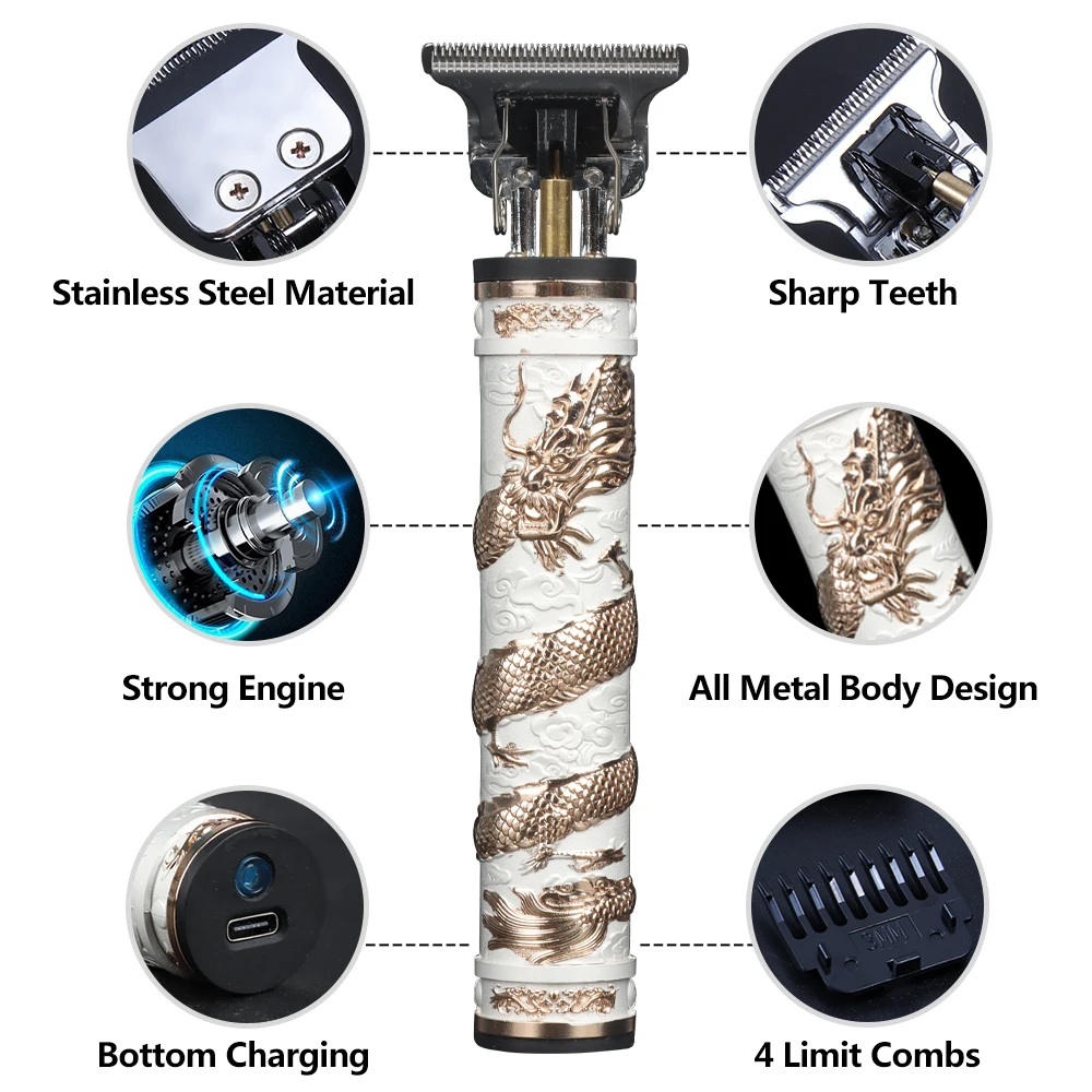 Maquinilla el&eacute;ctrica de cortar pelo para hombre, afeitadora recargable por conexi&oacute;n USB, T9, peluquer&iacute;a profesional-1