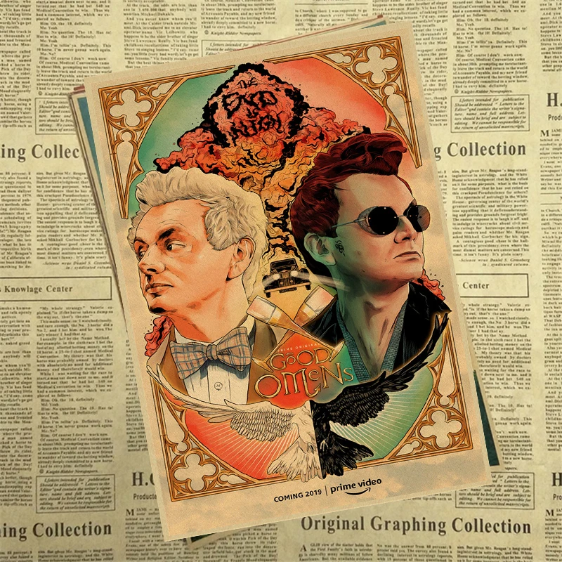 Good Omens постер фильма делает ретро ностальгия крафт Бумага плакат для бара/кафе