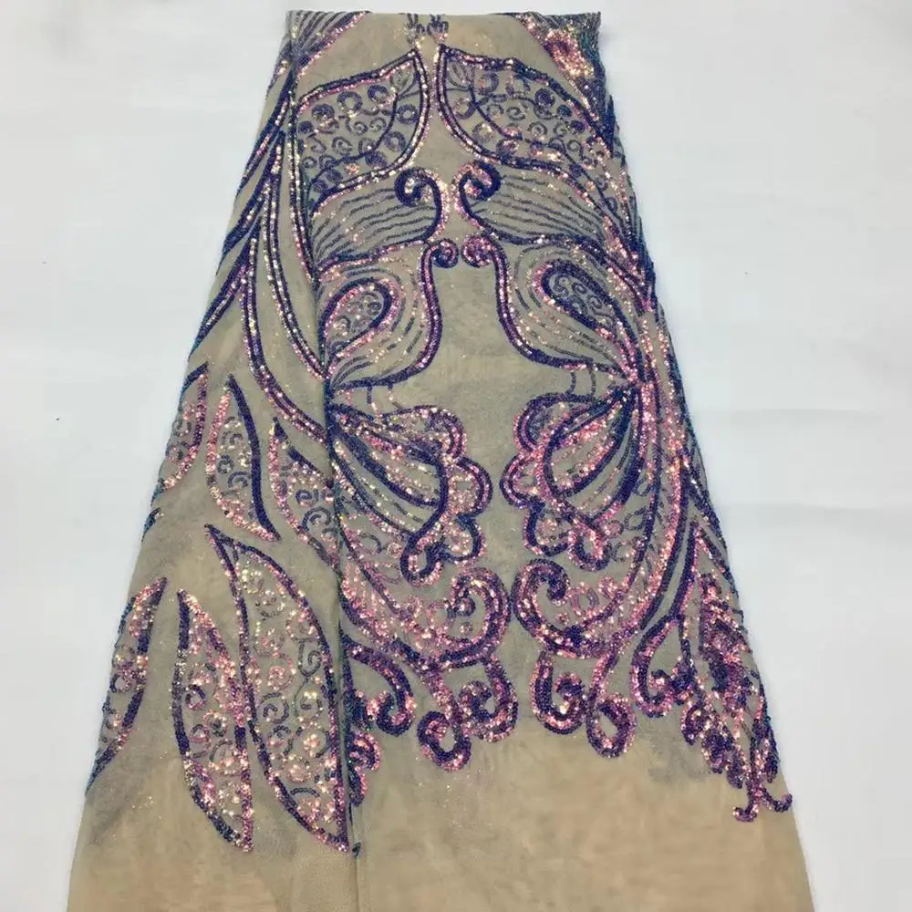 

(5yards/pc) high quality shining African sequins French net lace fabric with fabulous embroidery for party dress FSS221