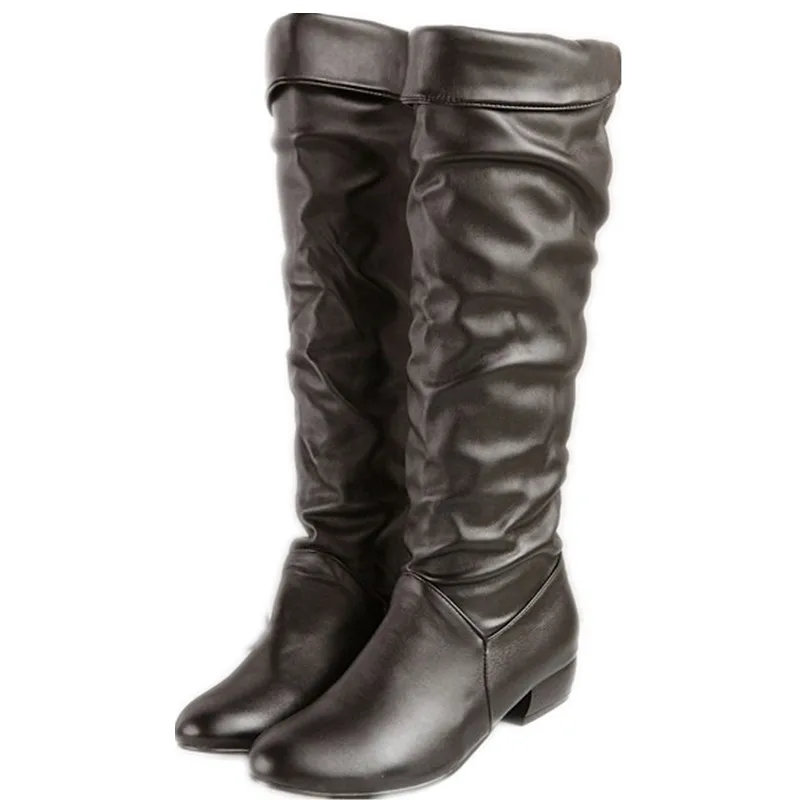 

34-43 Fashion Winter Mid-Calf Women Boots Black White Brown Flats heels half Autumn Snow shoes