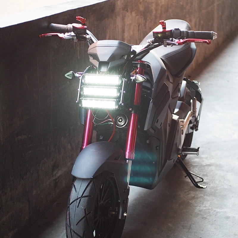 

beler 12V Waterproof 3 Row LED Motorcycle Headlight Headlamp Red Fork Light Aluminum fit for Honda Grom MSX125 2013-2018 2019