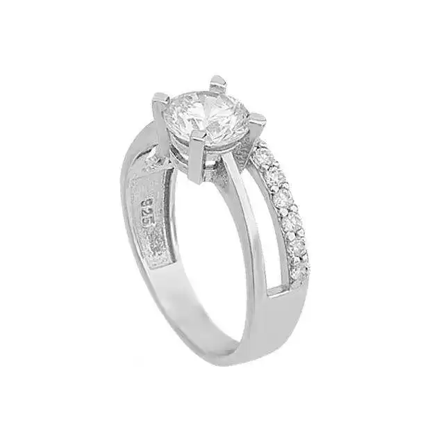 

Серебряное полукруглое женское кольцо Silverlina с одним камнем