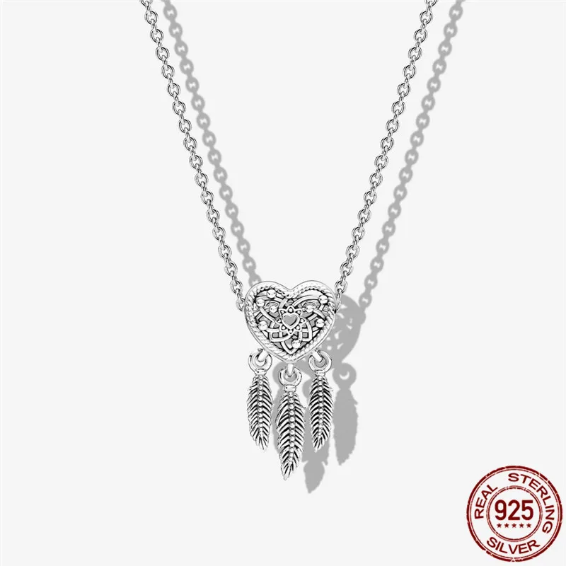 

925 Sterling Silver Hollow Love Dream Catcher Fit Original 3mm Bracelet For Women Birthday Fashion Jewelry Gift