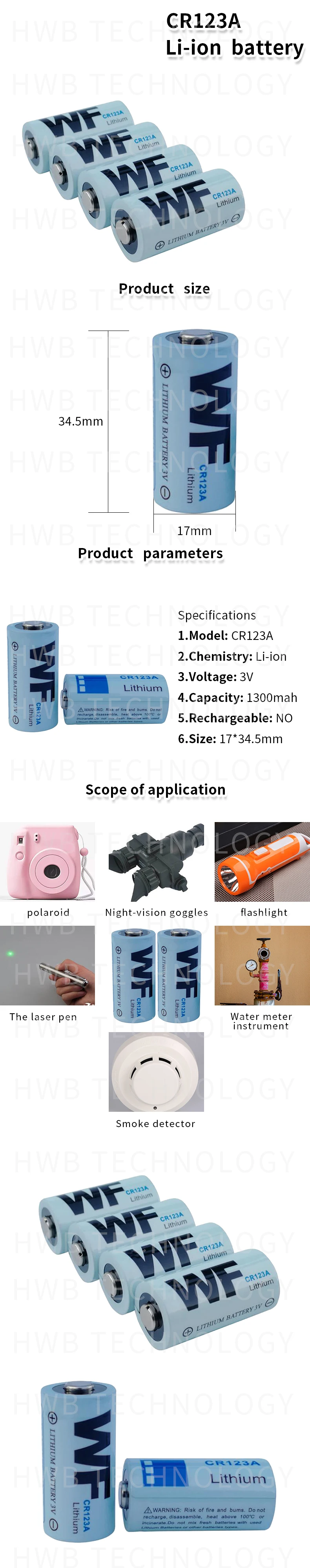 20 штук 3V CR123A CR 123A элемент литиевой батареи 1300 мА/ч, CR123 CR17335 CR17345 16340 LiMnO2 сухая Первичная батарея для камеры
