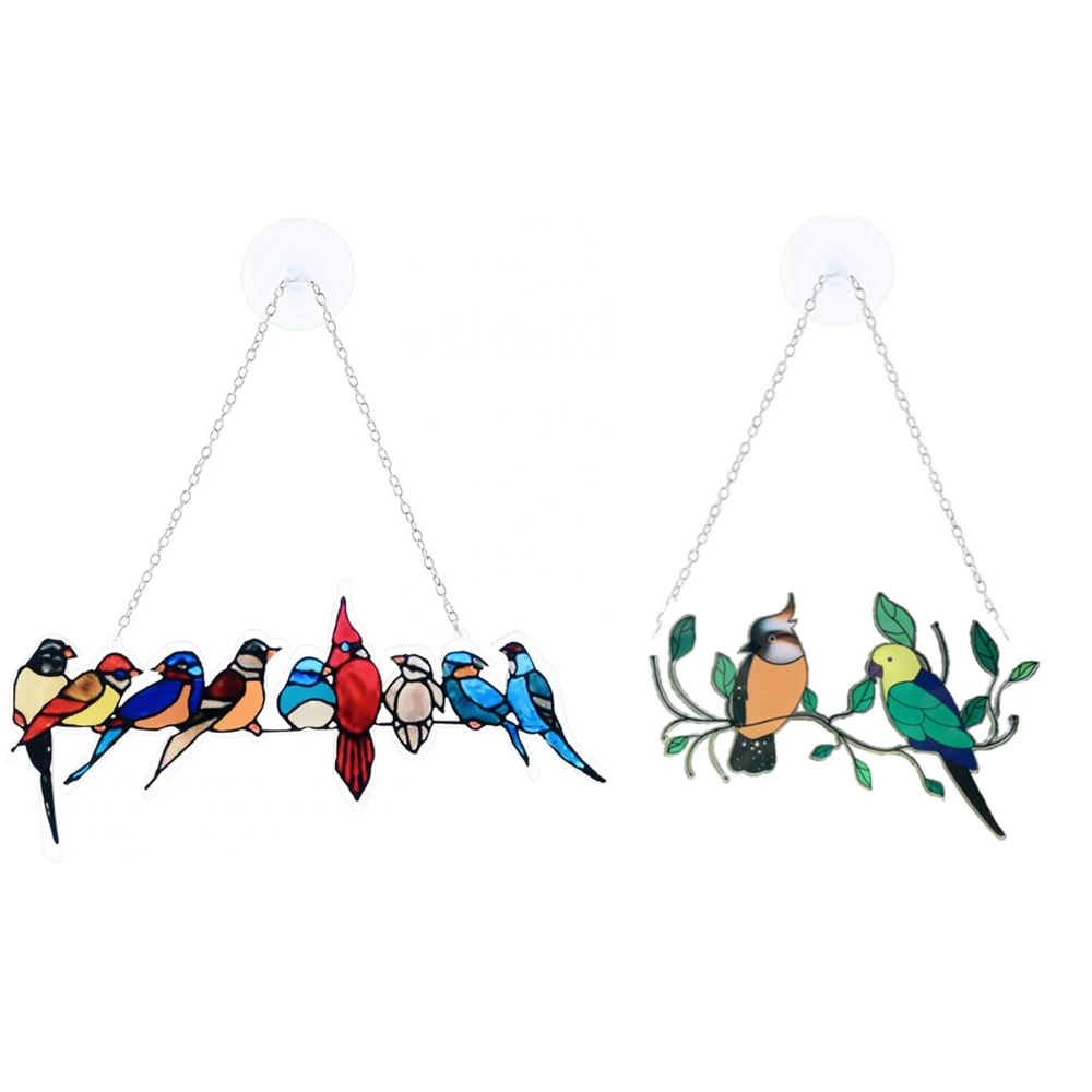 

Home Decor Stained Glass Window Hangings Stained Glass Bird Ornaments Window Suncatcher for Home Decoration