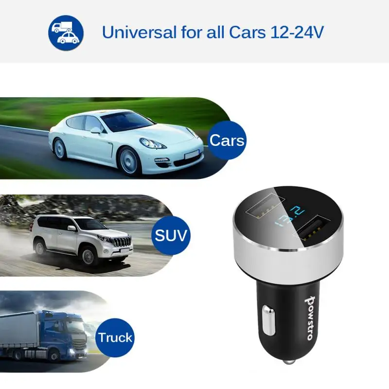 3.1A устройство для автомобиля с двумя портами USB зарядное со светодиодным