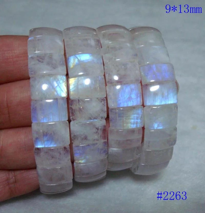 Бесплатная доставка прямоугольные бусины из натурального лунного камня браслет