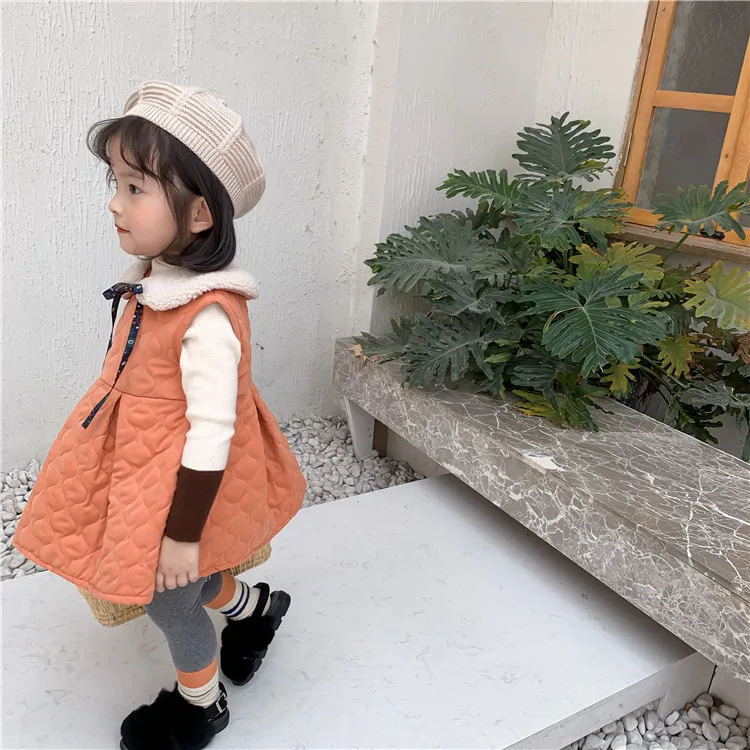 Милое теплое плотное платье для малышей зимняя одежда маленьких девочек детское