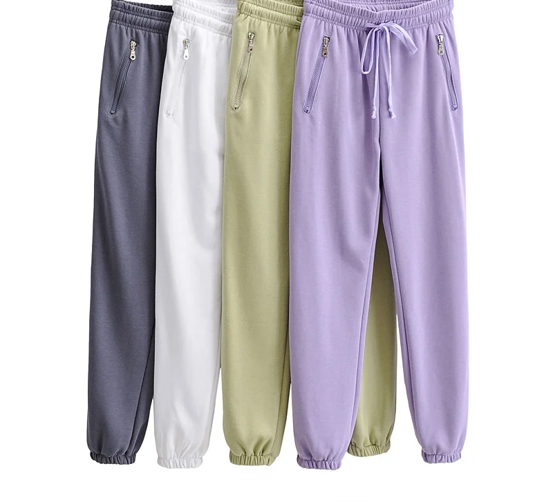 

2021 Loose Trousers Joggers Female Sweatpants Streetwear Women Solid White Cargo Strethy Waist Pants