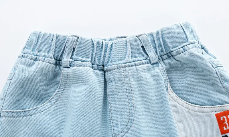 Летние джинсовые штаны для мальчиков корейские шорты маленьких с надписью