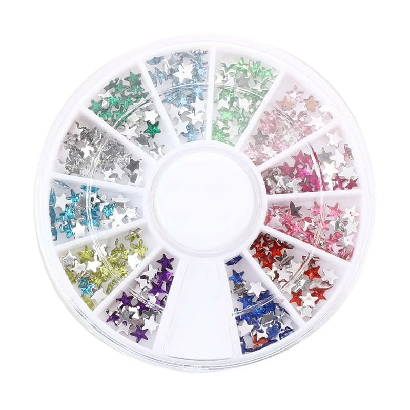 

300 PCS 3Mm Star Crystal Nail Art Decorations Glitter Rhinestone Wheel