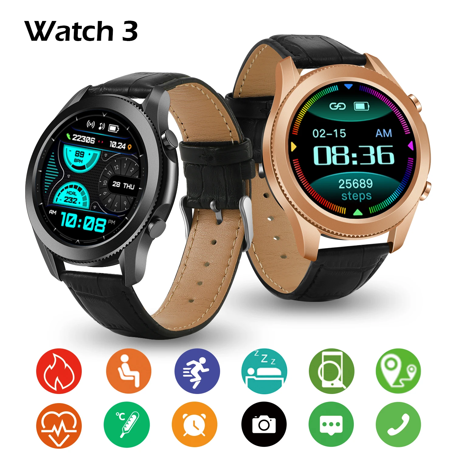 

2021 New Arrival Global Version Sansang W3 Smart Watch Men Sports Smooth Touch Bluetooth Call Fitness Tracker Health Monitering