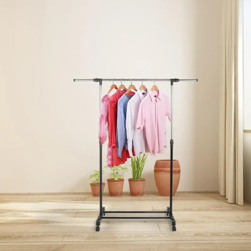 

Adjustable Mobile Clothes Hanger Coat Rack Floor Hanger Storage Wardrobe Clothing Drying Racks Bedroom Wardrobe Organizer HWC