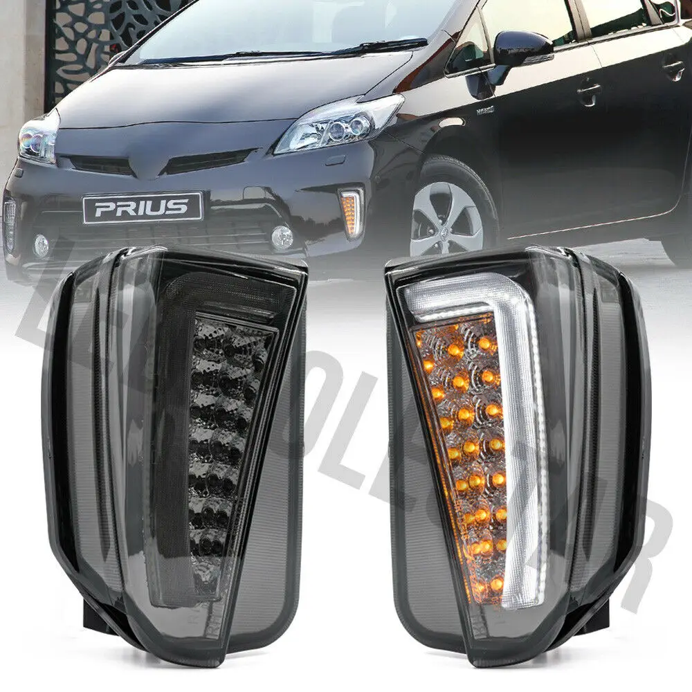 

Smoked Switchback Amber LED Front Turn Signal Lamp White DRL Daytime Running Light For 12-15 Toyota Prius Facelift XW30