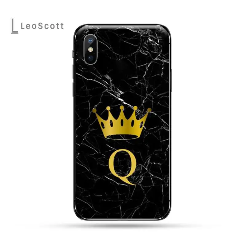 

initials crown Marble Phone Case for iPhone 11 12 pro XS MAX 8 7 6 6S Plus X 5S SE 2020 XR