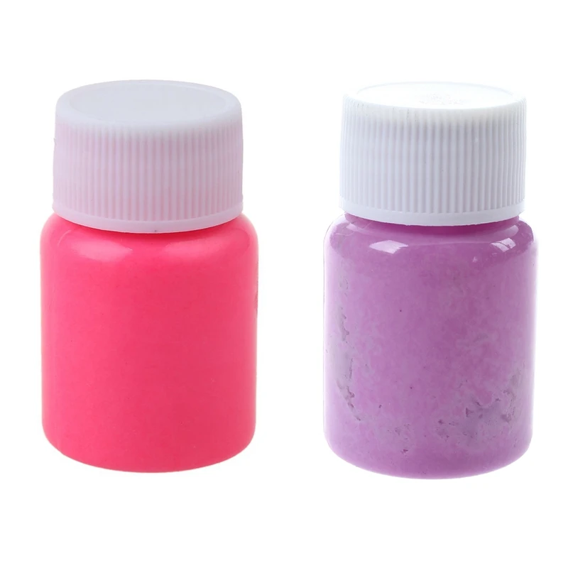 

2 Pcs 20G Glow In The Dark Acrylic Luminous Paint Bright Pigment Party Decoration DIY Pink & Purple