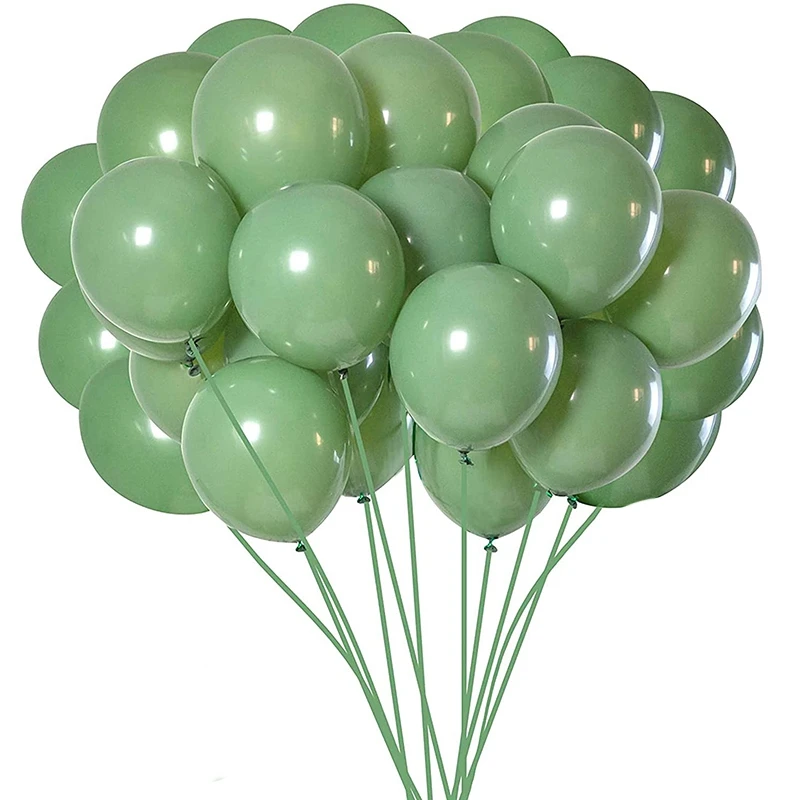 

HOT-100Pcs зеленые воздушные шары, оливковые зеленые шары, эвкалипт вечерние ничный латексный шар, 12 дюймов для женщин, мужчин, день рождения, дет...