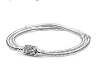 authentic 925 sterling silver double wrap barrel seashell clasp bracelet bangle fit bead charm diy fashion jewelry