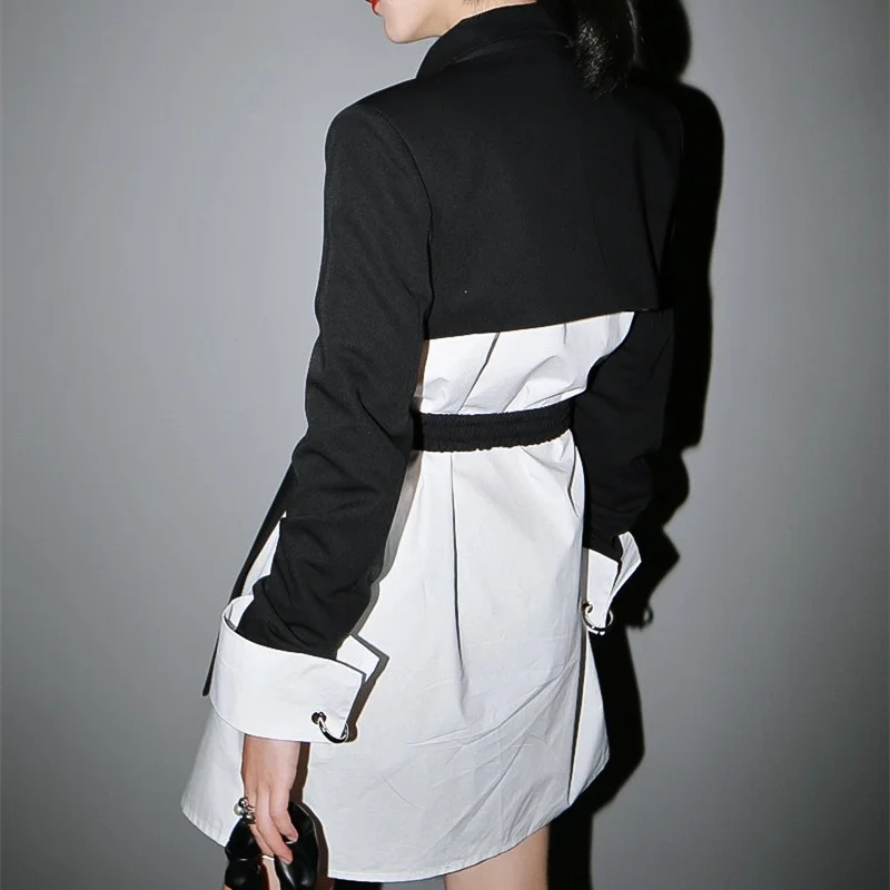 

2020 autumn design small crowd cross waist two wear open back suit coat fried Street suit coat women