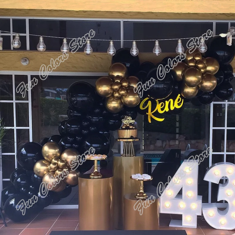 

102 Golden Memorial Day Party Backdrop Baby Shower DIY Supplie Wedding Black Holidays Event Celebration Birthday Balloon Garland