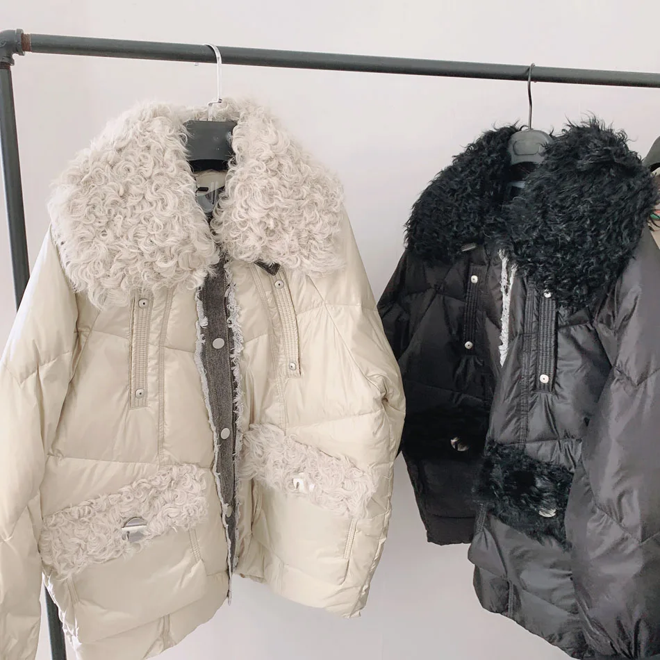 Куртка из натуральной овечьей шерсти куртка на утином пуху зимняя короткая