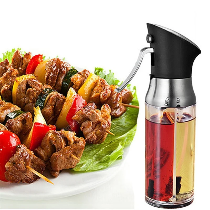

2 In 1 Push-type Oil Bottle Spice Rack Seasoning Bottle Dust-proof And Leak-proof Oil Adjustable Vinegar Spray Bottle Organizer