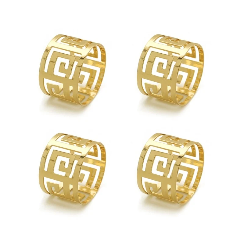 Gold 4pcs TAI Top 6 шт. кольцо для салфеток из металлического сплава кольца для салфеток для свадебной вечеринки банкета западное обеденное полотенце держатель для салфеток украшение стола - Цвет: Gold 4pcs